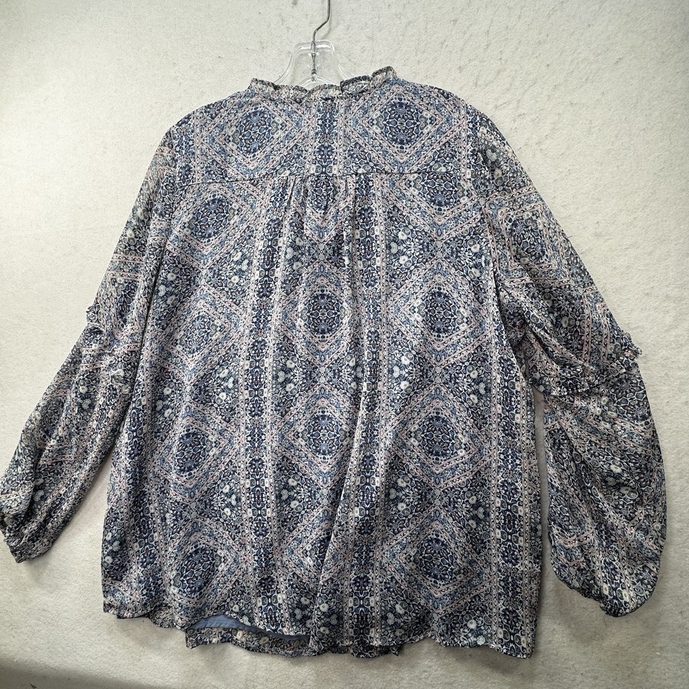 Westport‎ Blue Womens Plus Size 1X Feminine Boho Festival Peasant Top Lined LS - Picture 10 of 12